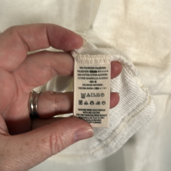 We the Free White Ribbed Slub Cotton Off the Shoulder Long Sleeve Top Size Large - Picture 4 of 6